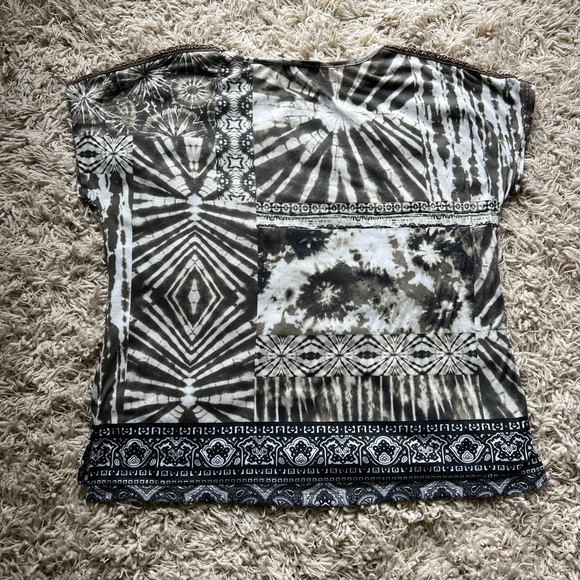 Christopher & Banks African Tie Dye with Animal Print Lace Sleeved Blouse - Picture 5 of 8